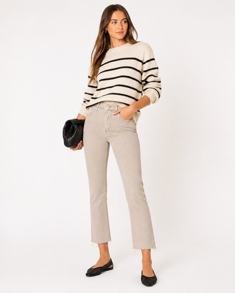 MOTHER The Insider Ankle Fray Jeans Chalk Oxford Tan Size 29 NWT Raw Hem